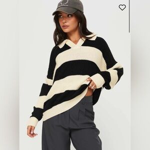 Princess Polly Striped Collared Sweater Size S/M